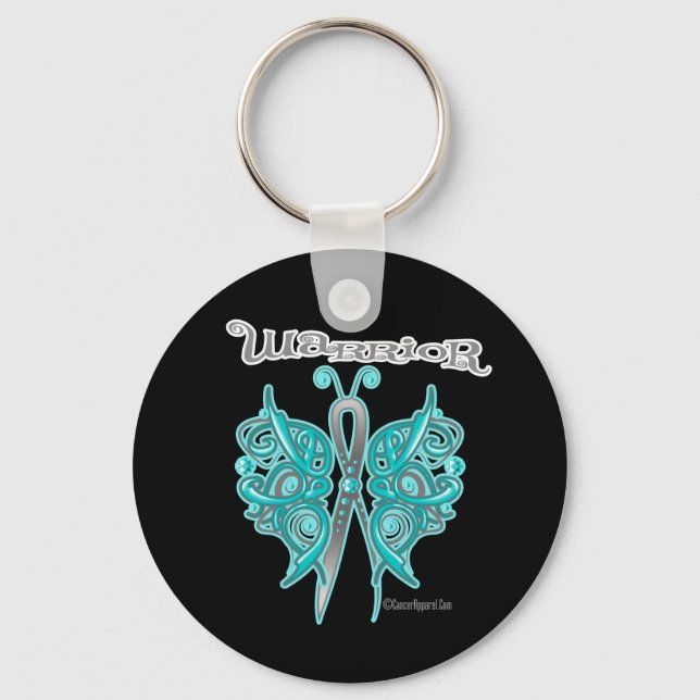 Ovarian Cancer Warrior Celtic Butterfly Keychain (Front)
