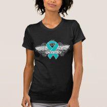 Ovarian Cancer Winged SURVIVOR Ribbon T-Shirt