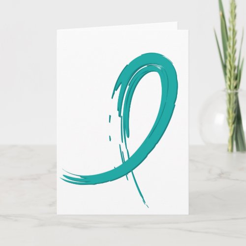 Ovarian Cancers Teal Ribbon A4 Card