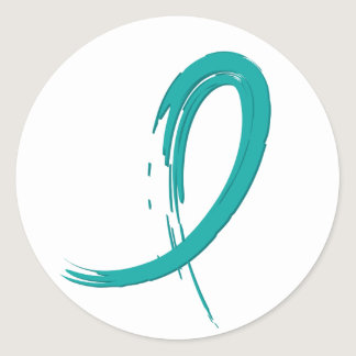 Ovarian Cancer's Teal Ribbon A4 Classic Round Sticker