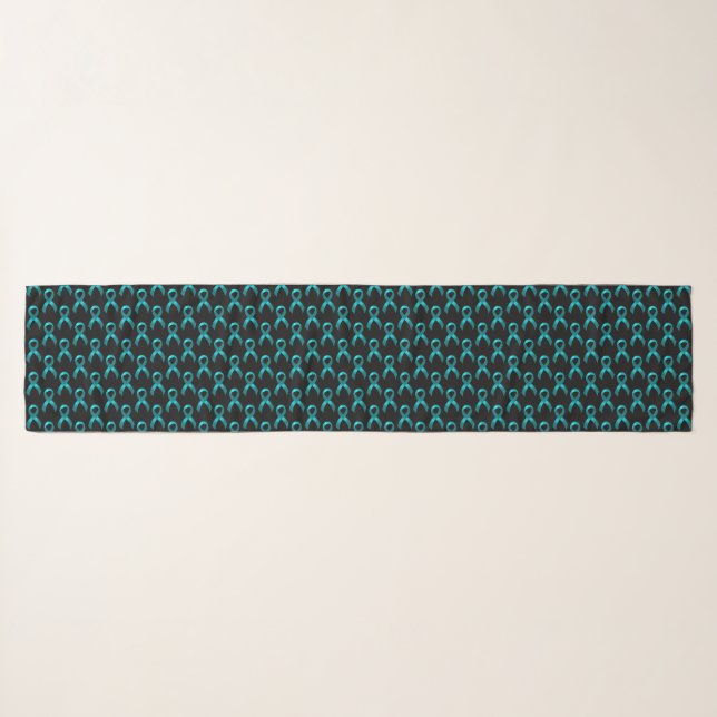 Ovarian Cervical Cancer Teal Ribbon Scarf (Front (Horizontal))