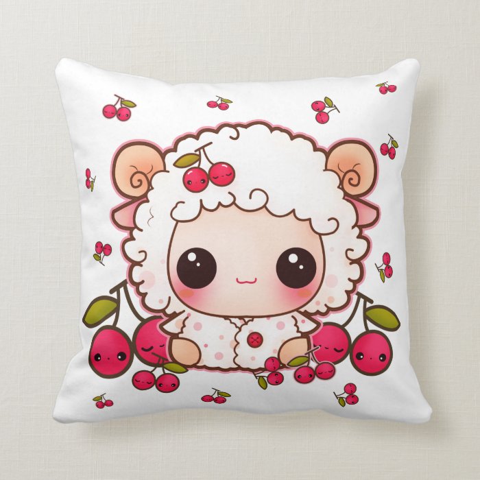 Ovejas del bebé de Kawaii y cerezas lindas Almohadas de