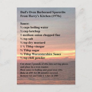 Oven Barbecued Spareribs Recipe Postcard