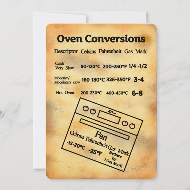 Oven conversion chart temperature Flat Card (Front)