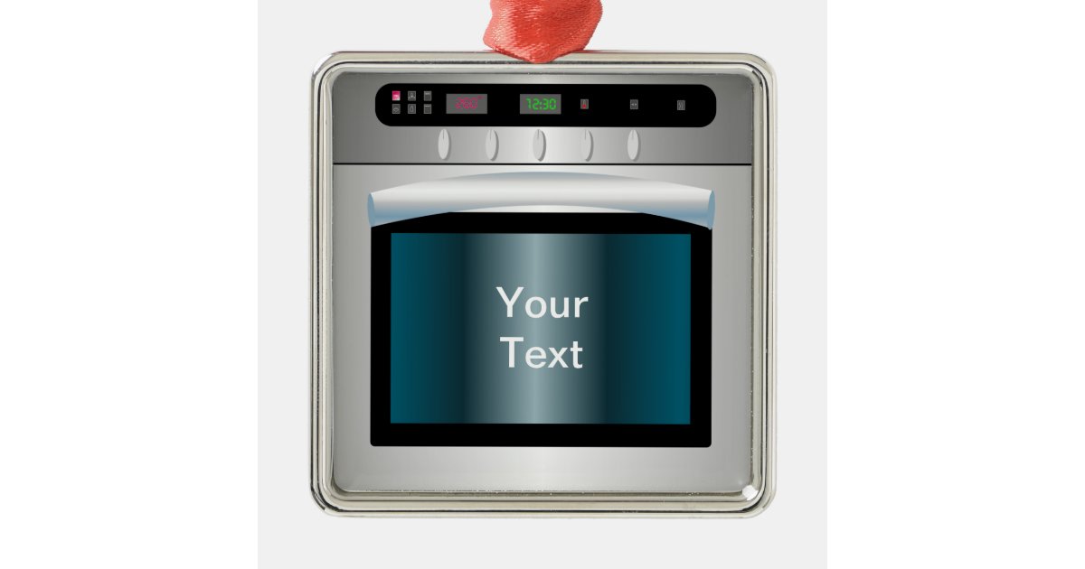Oven graphic with personalized text metal ornament | Zazzle