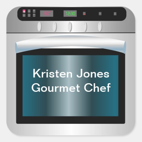 Oven graphic with personalized text square sticker