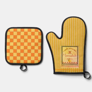 Oven Mitt and Pot Holder Orange Yellow Oven Mitt & Pot Holder Set