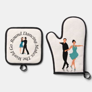 Oven Mitt and Pot Holder - Round Dancer Oven Mitt & Pot Holder Set