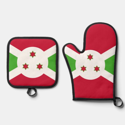 Oven Mitt and Pot Holders, Burundi flag Oven Mitt & Pot Holder Set