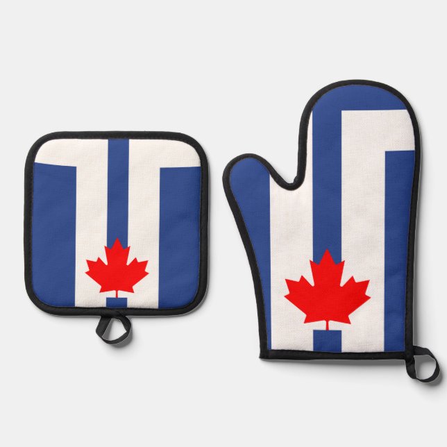 Oven Mitt and Pot Holders, Toronto flag Oven Mitt & Pot Holder Set (Front)