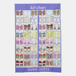 Oven mitt art patterns on kitchen towel by Kristie