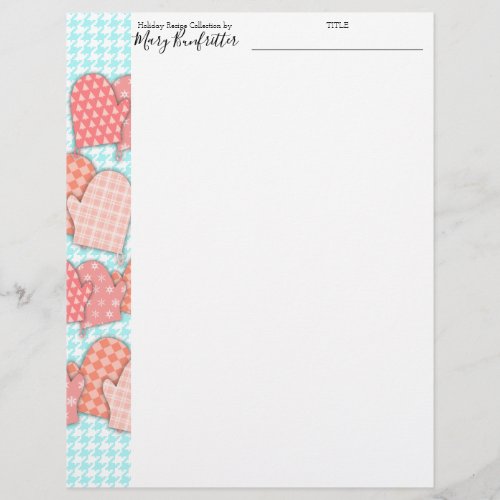 Oven mitt Christmas personalized recipe letterhead