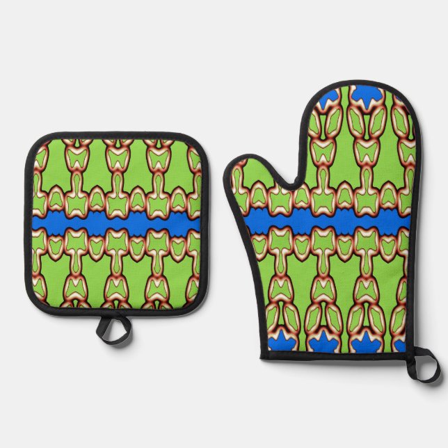 Oven Mitt & Pot Holder, A classic fabric pattern O Holder Set (Front)