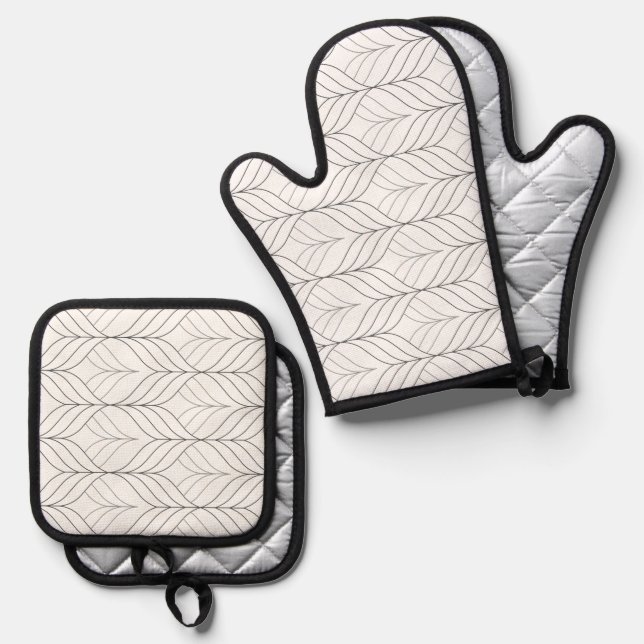 Oven Mitt & Pot Holder Abstract Flower Set (Front/Back)