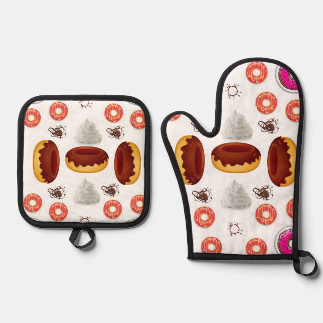 Oven Mitt & Pot Holders Donuts  Holder Set (Front)