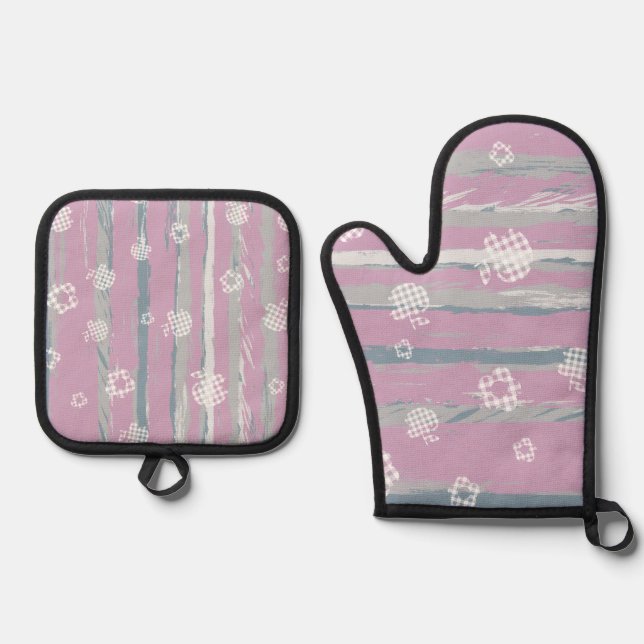 Oven Mitt & Pot Holders – Gingham Orchard Holder Set (Front)