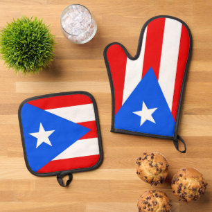 Oven Mitt, Pot Holders with flag of Puerto Rico Oven Mitt & Pot Holder Set