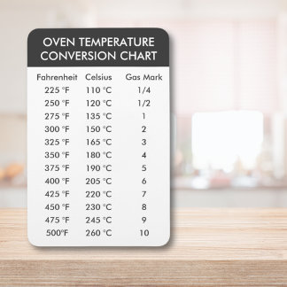 Oven Temperature Conversion °C to °F Fan to Gas Magnet