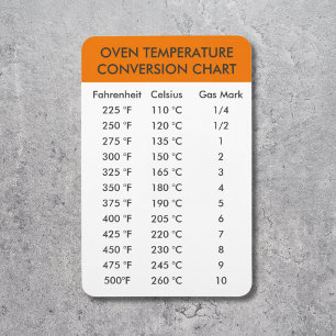 oven temperature conversion chart  magnet