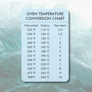 oven temperature conversion chart pastel blue magnet