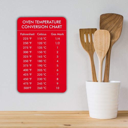 oven temperature conversion chart red magnet