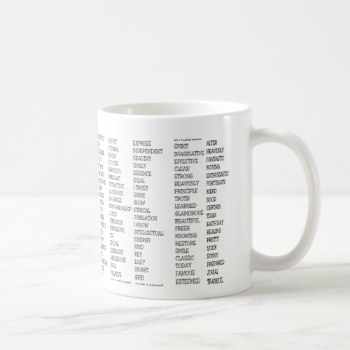 Over 600 Positive Words Coffee Mug