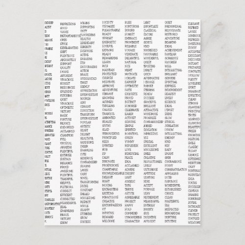 Over 600 Positive Words Postcard