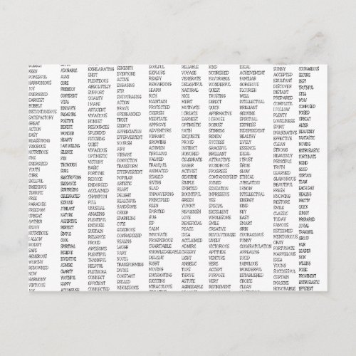 Over 600 Positive Words Postcard