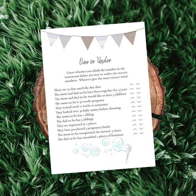 Over and Under Game Modern Baby Elephant Card (Creator Uploaded)