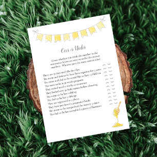 Over and Under Game Teddy Bear and Honey Card