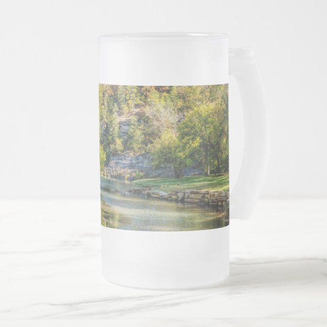 Over Dogwood Creek Frosted Glass Beer Mug (Front Right)