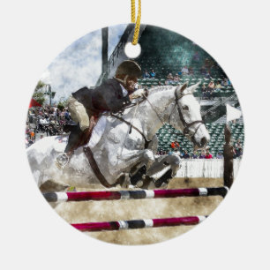 Over Easy Hunter Jumper Show Jumping Ceramic Ornament