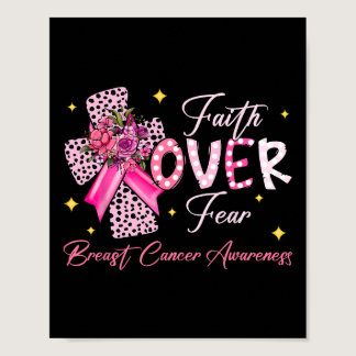 Over Fear Cross Pink Ribbon Christian Breast Cance Poster