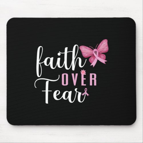 Over Fear Fighter Breast Cancer Awareness Pink Rib Mouse Pad