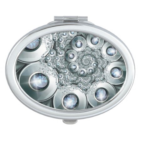 Over Jeweled Oval Compact Mirror