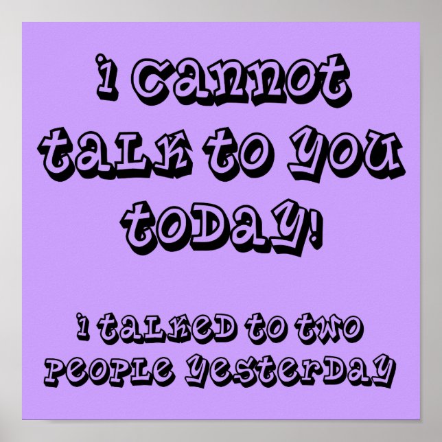 Over My Introvert Limit Funny Poster Sign (Front)