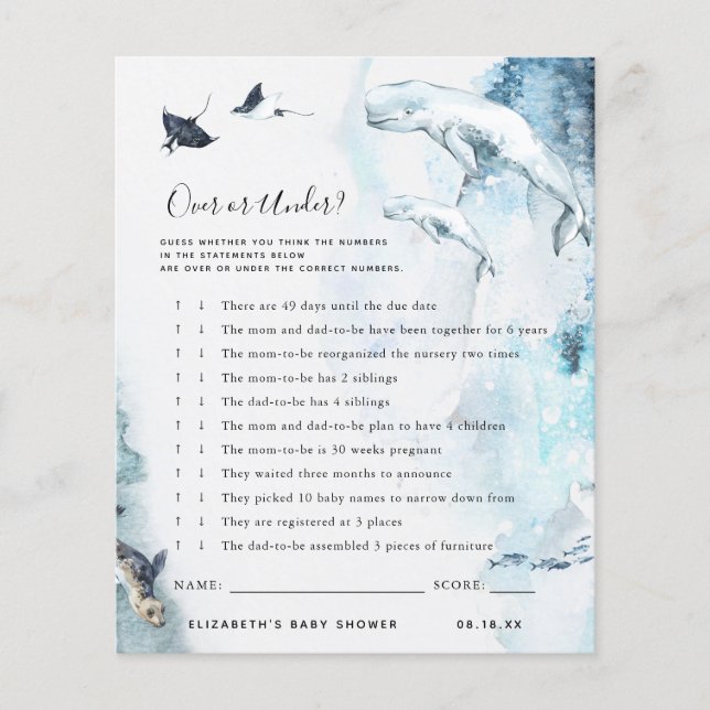 Over or Under | Baby Shower Game (Front)