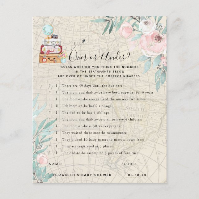 Over or Under | Baby Shower Game (Front)