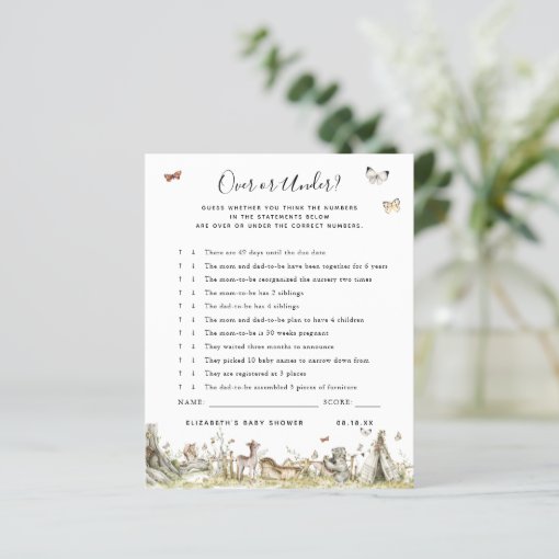 Over or Under | Baby Shower Game | Zazzle