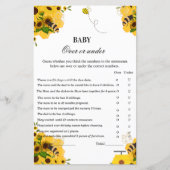 Over or under baby shower game bee themes (Front)