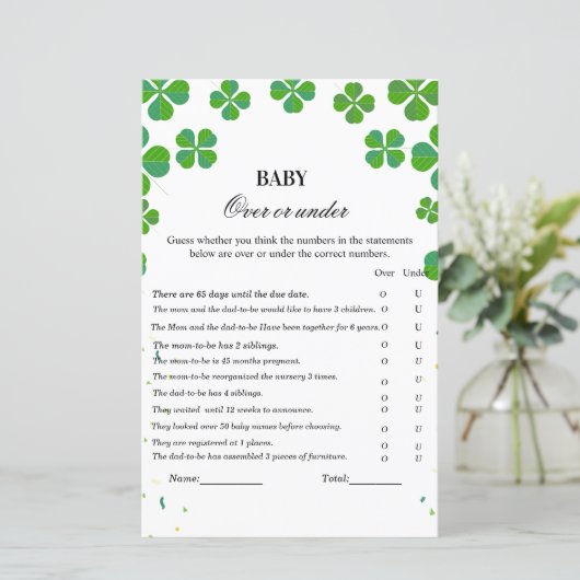 Over or under baby shower game st patrick day (Standing Front)