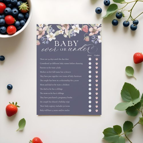 Over or Under Berry Sweet Baby Shower Game Card