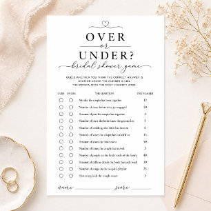 Over or Under Bridal Shower Game Card Flyer