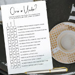 Over or Under Bridal Shower Game Green Wash<br><div class="desc">Over or Under Bridal Shower Game. Fun and simple number based guessing game, to test how well your guests know the bride and groom. "Over or Under" title stands out in hand lettered calligraphy with casual elegance. Chic minimalist design with black and white typography on a white background finished, with...</div>