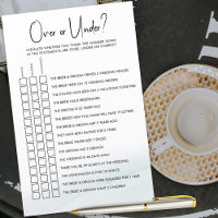 Over or Under Bridal Shower Game Green Wash