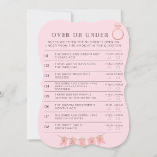 Over or Under Bridal Shower Game Note Card