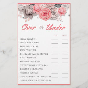 Over or Under Couple Shower Game Card Flyer