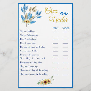 Over or Under Couple Shower Game Card Flyer