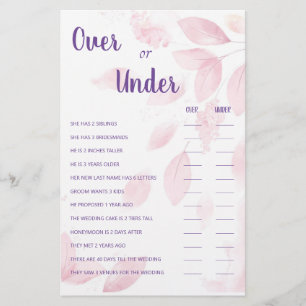 Over or Under Couple Shower Game Card Flyer
