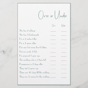 Over or Under Couple Shower Game Flyer